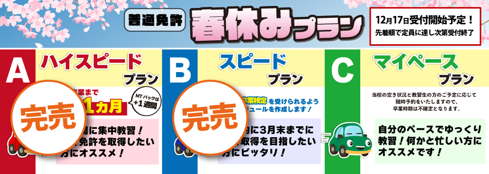 2025年度一般向け春の短期プラン