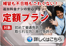 技能教習の補習料金込みのプランです。「定額プラン５」「定額プラン１０」「定額プランＭＡＸ」の３プランがあります。