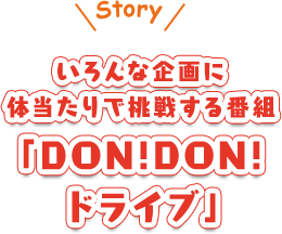 いろんな企画に体当たりで挑戦する番組「DON!DON!ドライブ」